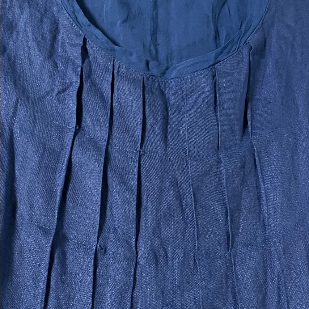 110% Lino Blue Sleeveless Dress with Sequin Detail Sz XS 40 - Picture 5 of 5